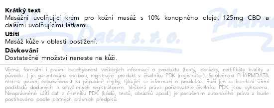 Příbalový leták - Konopné mazání 10% s CBD 125ml