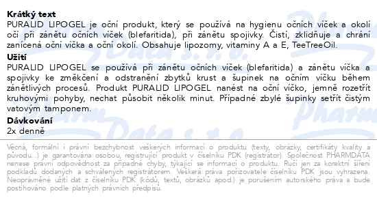 Příbalový leták - Puralid Lipogel 15 ml