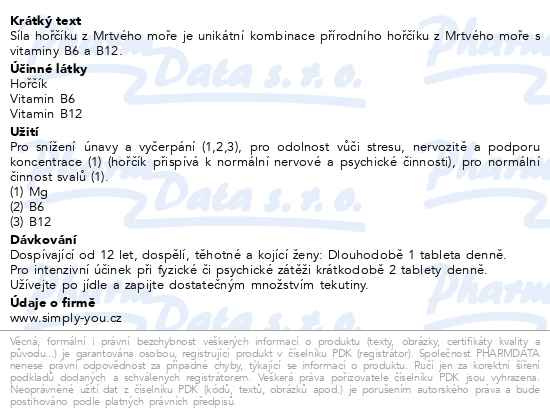 Příbalový leták - Magnezum Dead Sea Da Vinci Academia tbl.80