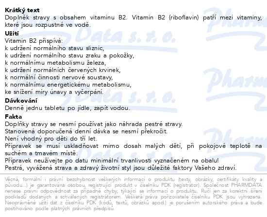 Příbalový leták - Riboflavin Generica tbl.60