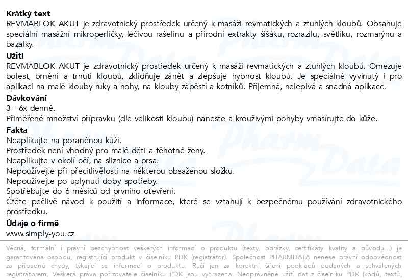 Příbalový leták - REVMABLOK AKUT 125 ml