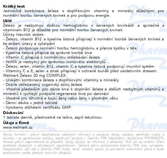 Příbalový leták - Walmark Železo 20mg tbl.30
