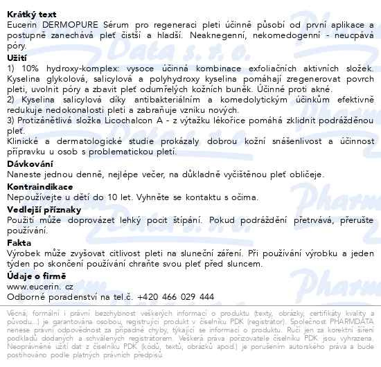 Příbalový leták - EUCERIN DermoPure sérum pro regeneraci pleti 40ml