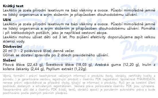 Příbalový leták - LaxAktiv sirup 100ml