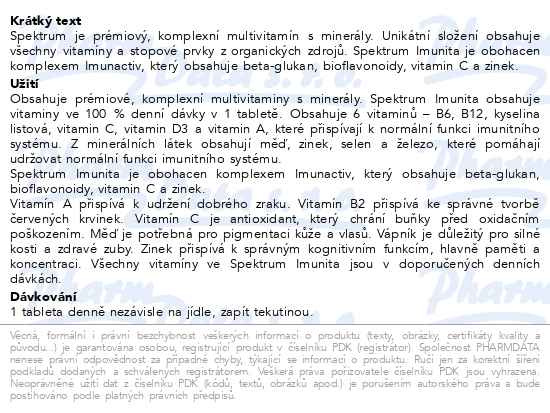 Příbalový leták - Walmark Spektrum Imunactiv tbl.90
