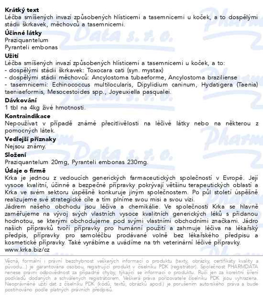 Příbalový leták - Dehinel 230mg/20mg pro kočky tbl.2