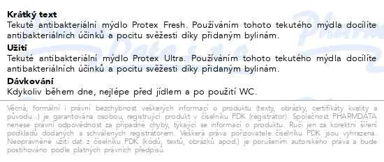 Příbalový leták - Protex Fresh tekuté mýdlo náhradní náplň 700ml