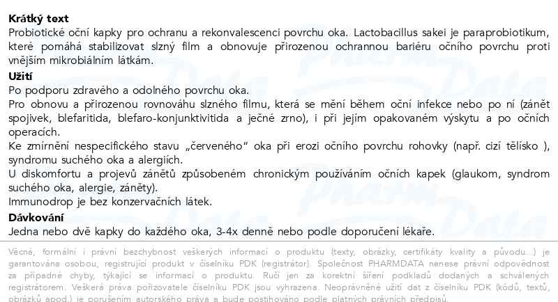 Příbalový leták - Immunodrop Sakei 8ml