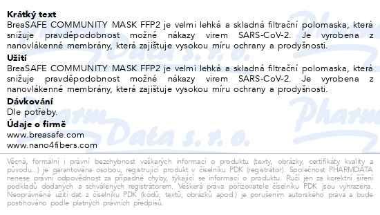 Příbalový leták - BreaSAFE COMMUNITY MASK FFP2 bílá L 5ks