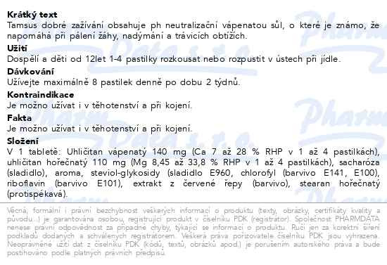 Příbalový leták - TAMSUS Dobré zažívání - 200 pastilek