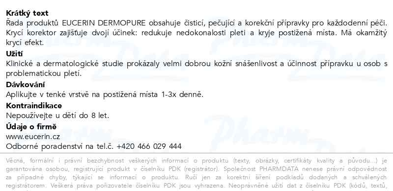 Příbalový leták - EUCERIN DermoPure krycí korektor 2g