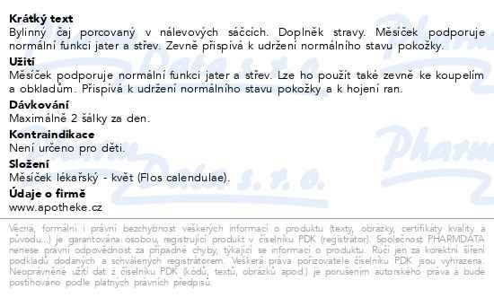 Příbalový leták - Apotheke Měsíček lékařský čaj 20x1.5g