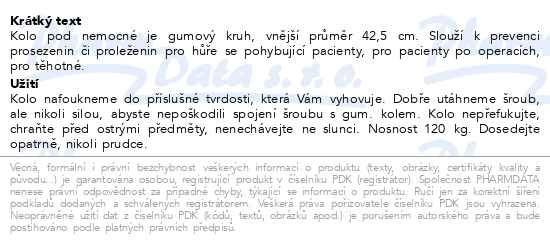 Příbalový leták - Kolo podložní průměr 42cm