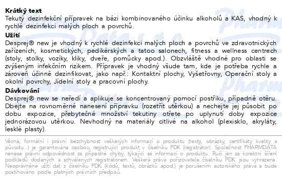 Příbalový leták - Desprej 500ml new