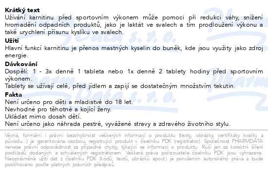 Příbalový leták - Karnitin tbl.60