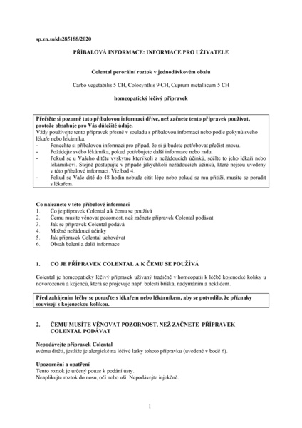 Příbalový leták (SUKL) - Colental perorální roztok 15ks