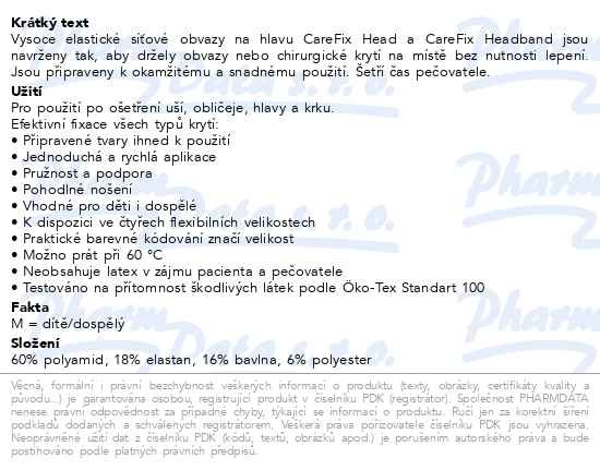 Příbalový leták - Carefix head elastický síťový obvaz vel.M 10ks
