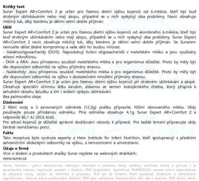 Příbalový leták - Sunar Expert AR+Comfort 2