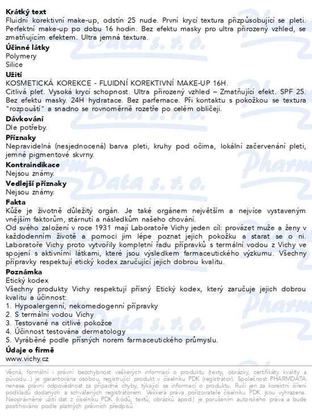 Příbalový leták - VICHY DERMABLEND 3D make-up č.25 30ml