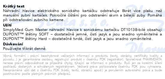 Příbalový leták - SimplyMed náhr.hlavice k sonic.k.2ks DT1013B-bilé