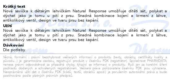 Příbalový leták - Philips AVENT Láhev Natural Response skleněná 240 ml, 1m+