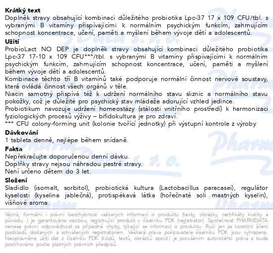 Příbalový leták - Favea ProbioLact NO DEP tbl.30