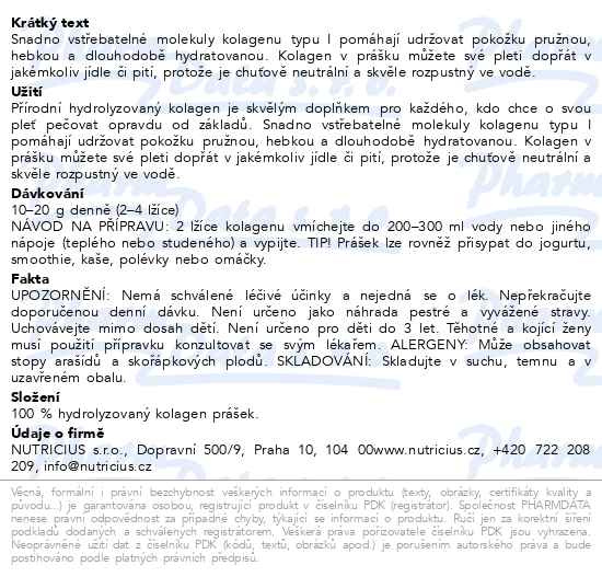 Příbalový leták - Nutricius Kolagen original EXTRA 200g