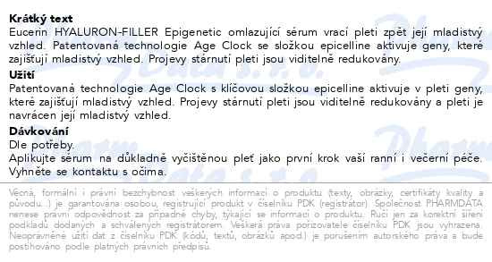 Příbalový leták - Eucerin HYALURON-FILLER Epigenetic Vánoce 2024