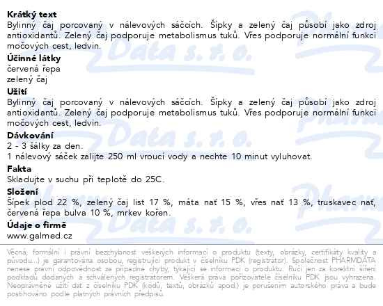 Příbalový leták - Herbofit Čistící čaj s červenou řepou 20x1,5g