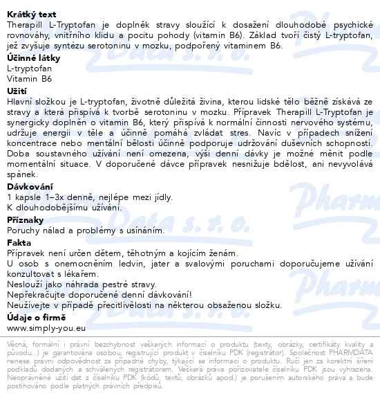 Příbalový leták - Therapill L-Tryptofan cps.60