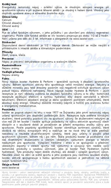 Příbalový leták - ISOSTAR HYDRATE & PERFORM 400G POMERANČ