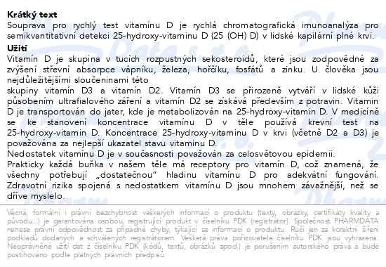 Příbalový leták - VITAMIN STATION Rychlotest Hladina Vitamínu D