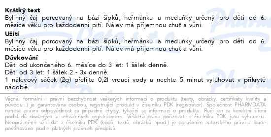 Příbalový leták - Megafyt Dětský čaj Každodenní pití 20x2g