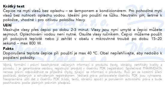 Příbalový leták - MoliCare Skin Čepice na mytí vlasů bez oplachu