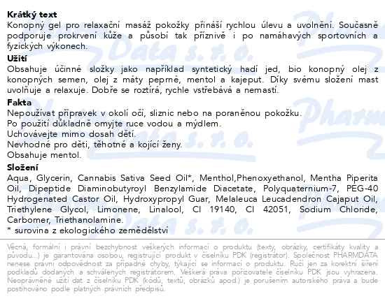 Příbalový leták - Canna Herbis Hadí síla klouby/šlachy/svaly 275ml