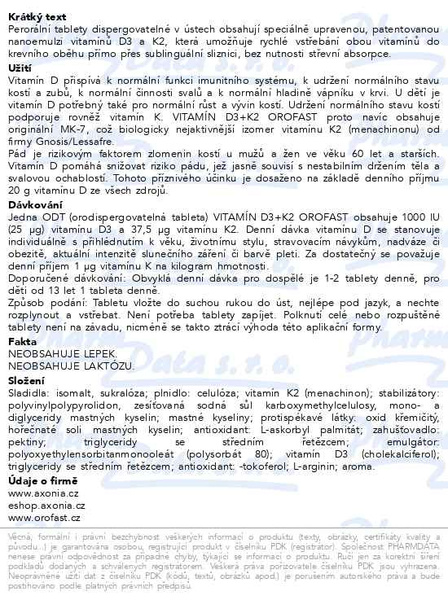 Příbalový leták - Vitamín D3+K2 OROFAST orodispergovatelné tbl.30
