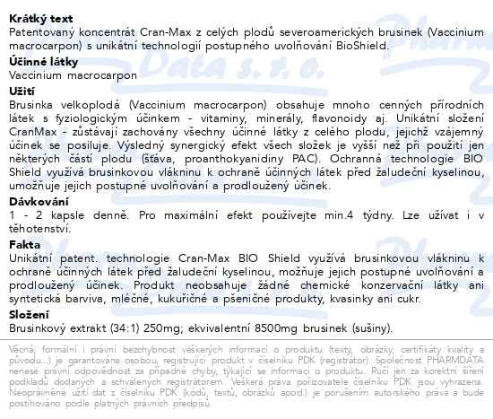 Příbalový leták - NatureVia® Max Brusinky Cran-Max cps.30