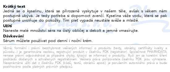 Příbalový leták - Allskin Hyaluronové sérum 25ml