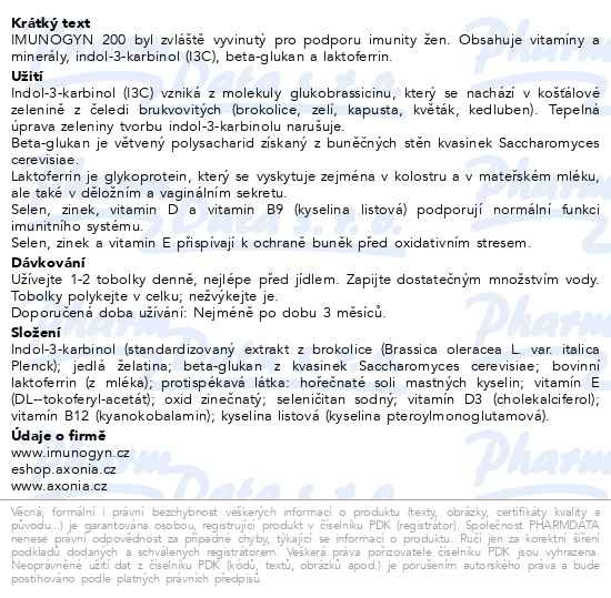Příbalový leták - IMUNOGYN 200 30 tob.