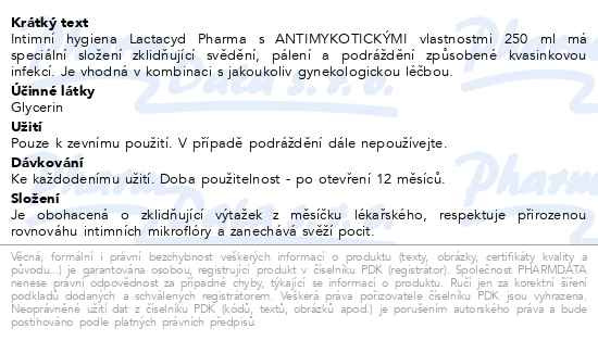 Příbalový leták - Lactacyd Pharma  ANTIMYKOTICKÝ 250ml