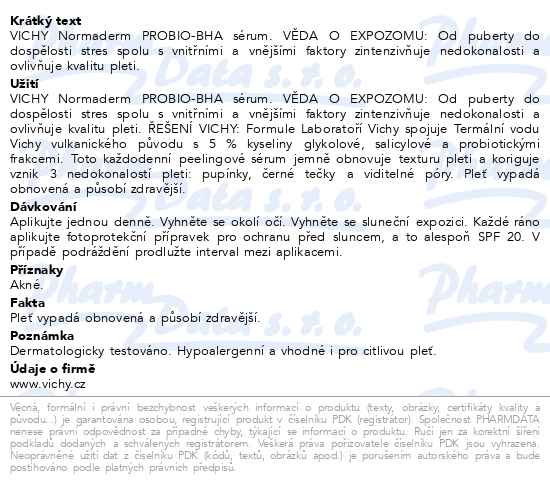 Příbalový leták - VICHY NORMADERM PROBIO-BHA sérum 30ml
