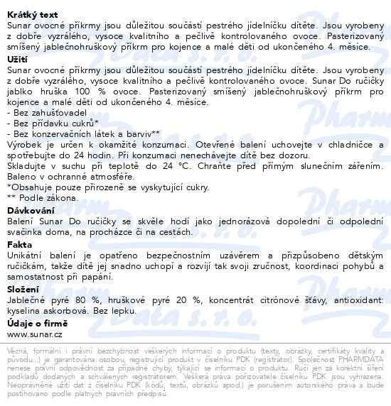Příbalový leták - Sunar Do ručičky jablko-HRUŠKA 100g