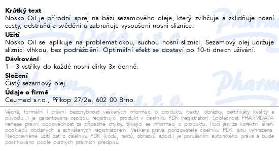 Příbalový leták - Nosko Oil nosní sprej 10ml