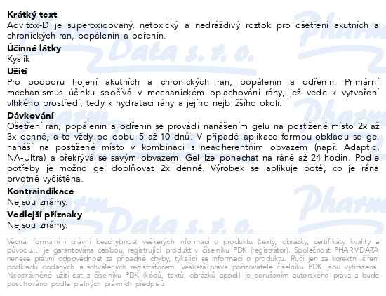 Příbalový leták - Aqvitox-D gel 250ml