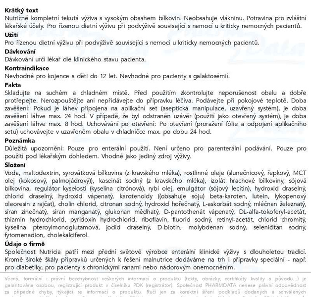 Příbalový leták - Nutrison Protein Intense 500ml