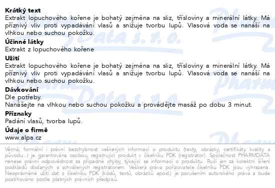 Příbalový leták - Luna vlasová voda bylinná lopuch 120ml