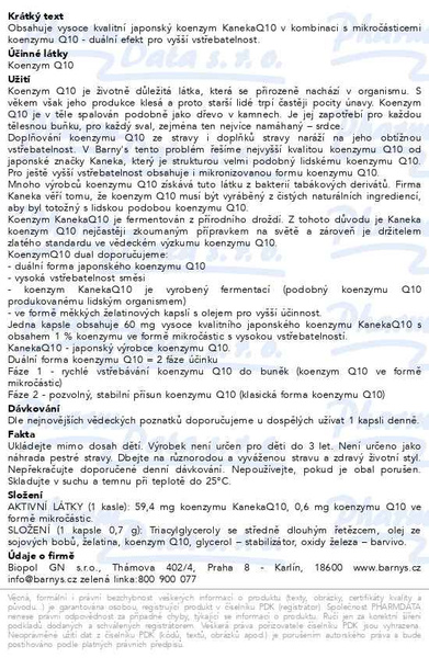 Příbalový leták - Barnys Koenzym Q10 dual 60mg cps.30