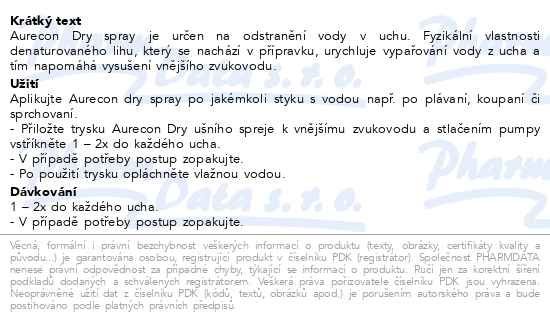 Příbalový leták - Fytofontana Aurecon dry spray 50ml