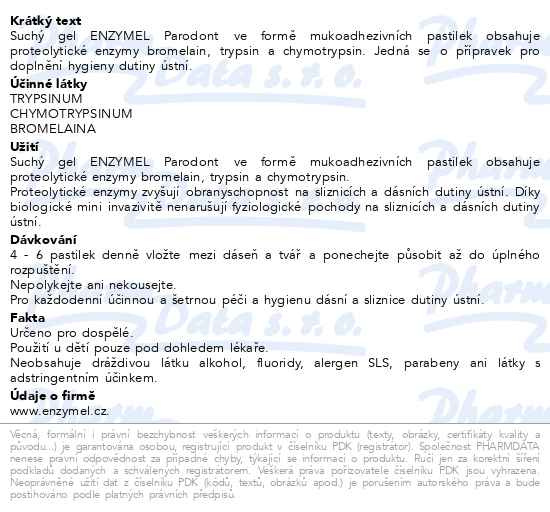 Příbalový leták - Enzymel Parodont suchý gel pastilky 60ks