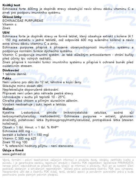 Příbalový leták - Echinacea forte 600 mg Galmed tbl 100